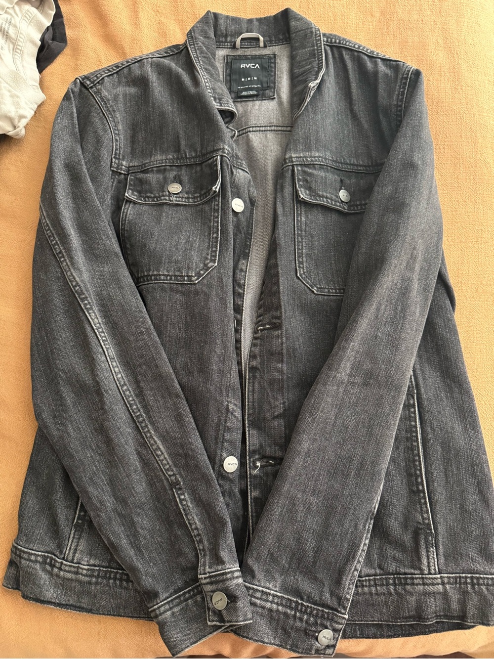 RVCA Charcoal Black Denim Trucker Jacket